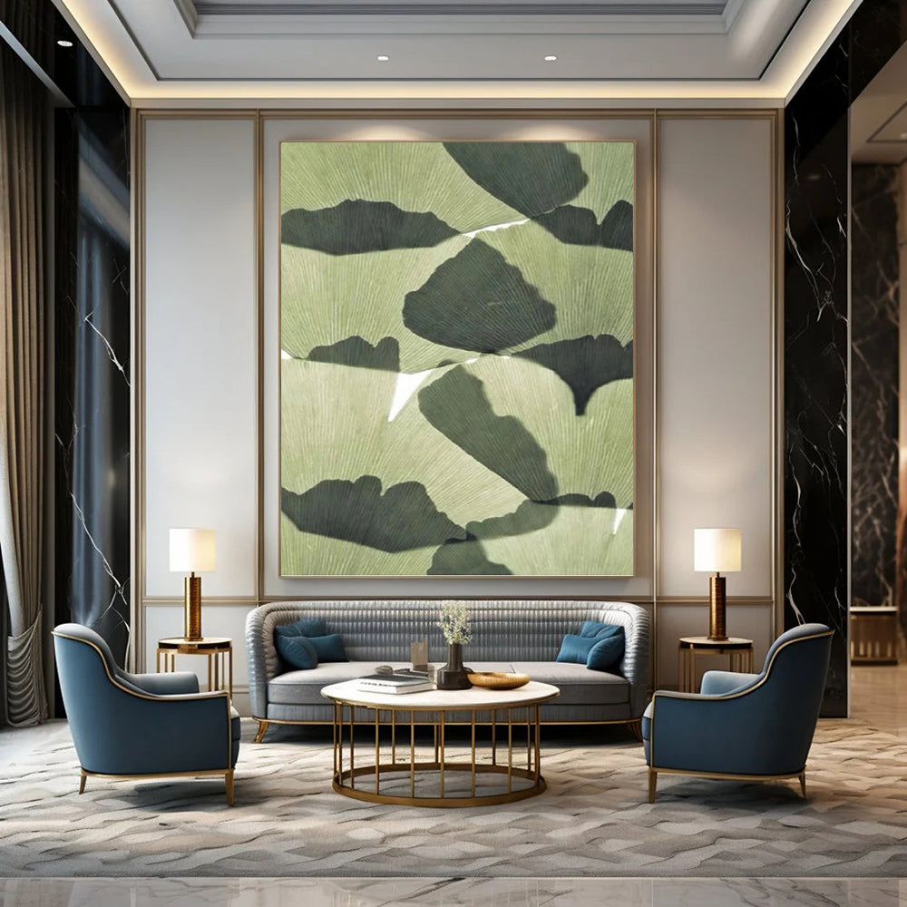 “Ginkgo Leaf Shadows” - Nature - Inspired Abstract Painting On Canvas DKH1070