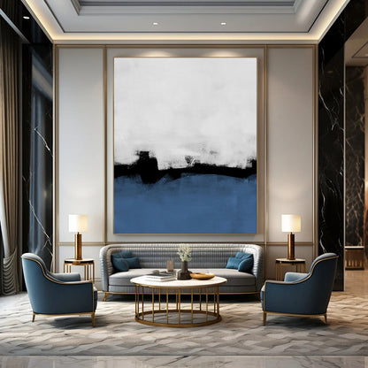 “Monochrome Blues and Whites - Minimalist Abstract” - Acrylic Abstract Art CT1964
