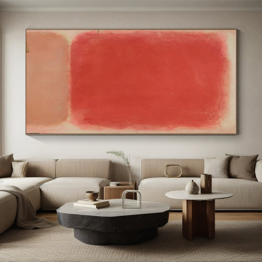 “Soft Red Square” ，Color - Field Abstract Acrylic Art CT0895
