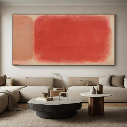 “Soft Red Square” ，Color - Field Abstract Acrylic Art CT0895