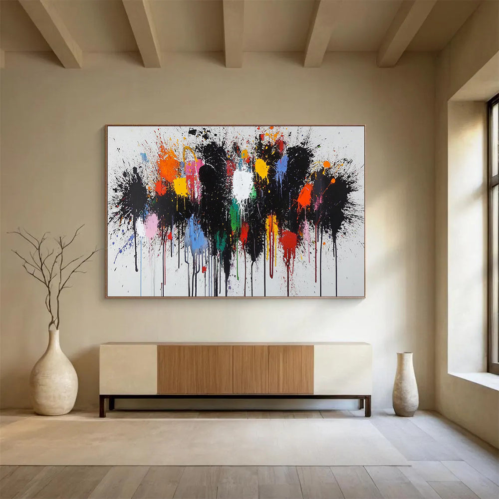 Vibrant Splatter Abstract - Action Painting On Canvas DLZ193