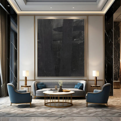 Dark Gray Subtle Layers - Shadowy Depths Painting On Canvas DKH1155