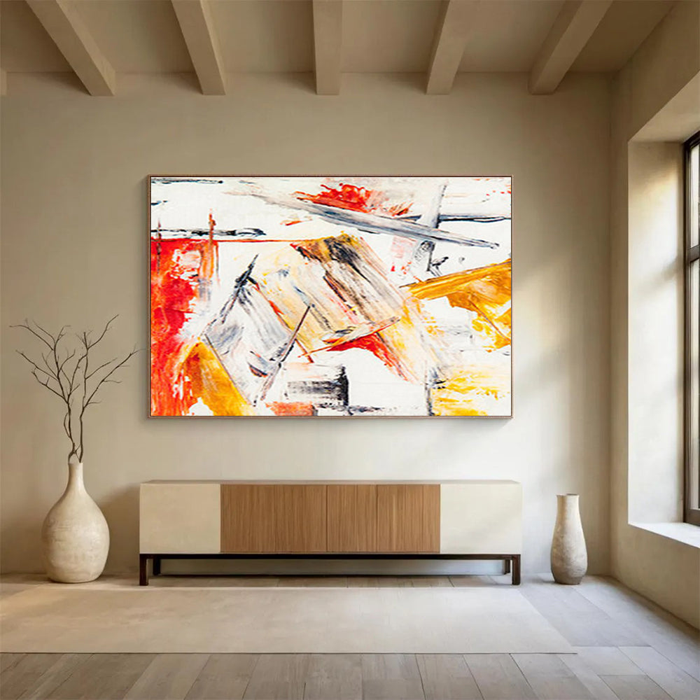 “Dynamic Color Clash” Abstract Action Painting On Canvas DKH400