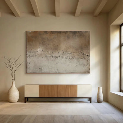 “Neutral Textured Calm” - Brown & Beige Minimalist Abstract Painting On Canvas DLZ255