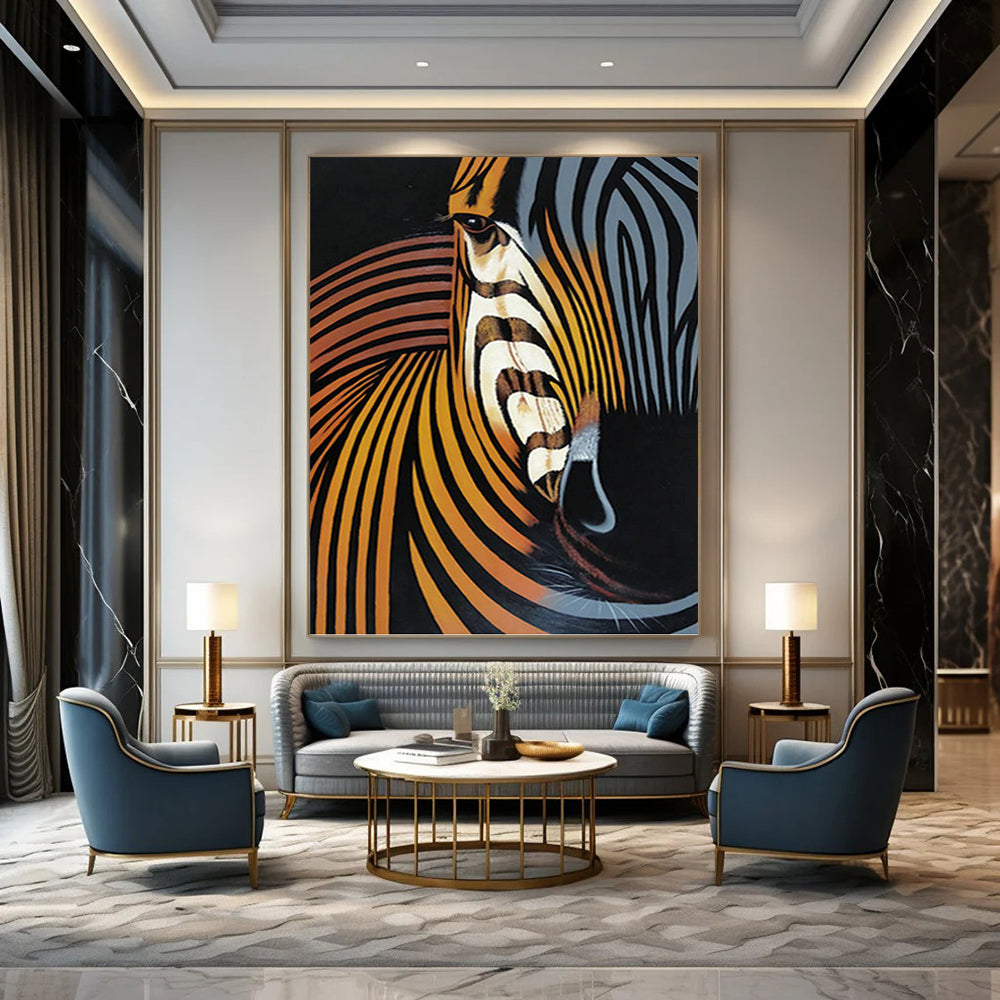 Abstract Zebra in Warm Tones - Wildlife Painting On Canvas DKH1447