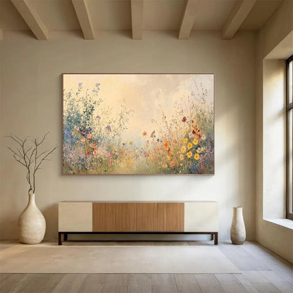 “Wildflower Reverie” - Pastel - Hued Floral Impressionistic Painting On Canvas DKH693