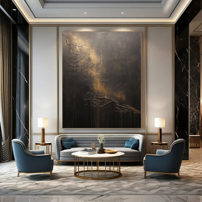 “Dark Textured Abstraction” - Dramatic Impasto Painting On Canvas DKH1663