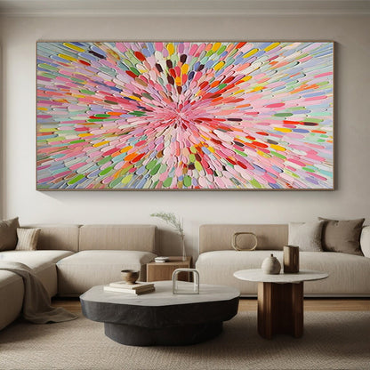 “Colorful Petals, Radial Arrangement” - “Blossom Burst”，Abstract Floral - Inspired Mixed - Media Art CT0693