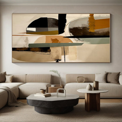 Earth - Toned Geometric Assemblage, “Modern Mosaic” - Abstract Geometric Acrylic Painting CT0753