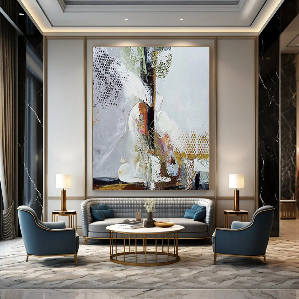 “Mixed - Media Abstract Layers” - Mixed - Media Abstract Painting On Canvas DTP043