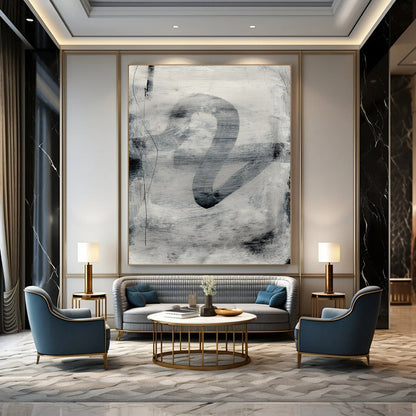 “Monochrome Gray Abstract Swirl” - Minimalist Abstract Painting On Canvas DTP189