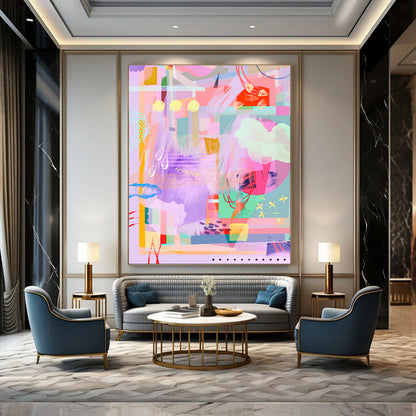 “Pastel Pop” - Abstract Geometric Color Fusion Art on Canvas CT1864