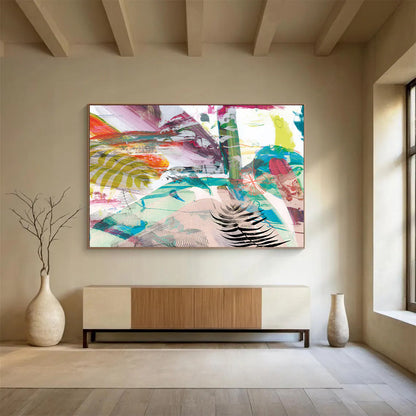 “Vibrant Tropical Collage” Nature - Inspired Abstract Painting On Canvas DLZ118