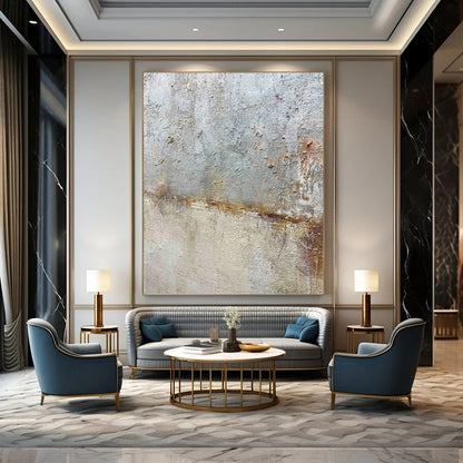 “Rustic Textures” - Gray & Brown Weathered Surface Painting On Canvas DKH1508