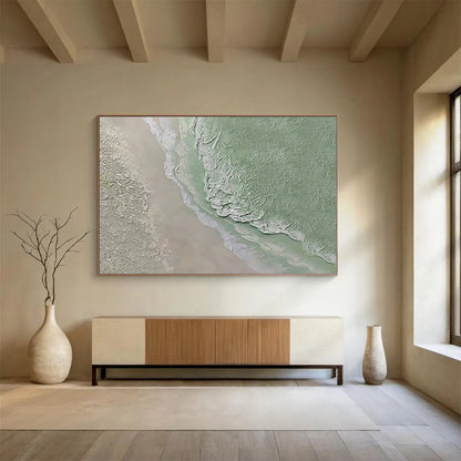 Green and Gray Textured Landscape - Abstract Landscape Painting On Canvas DLZ248