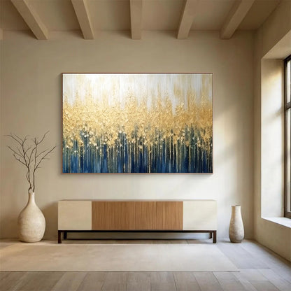 “Gold - Blue Forest Canopy” Abstract Landscape Painting On Canvas DLZ052