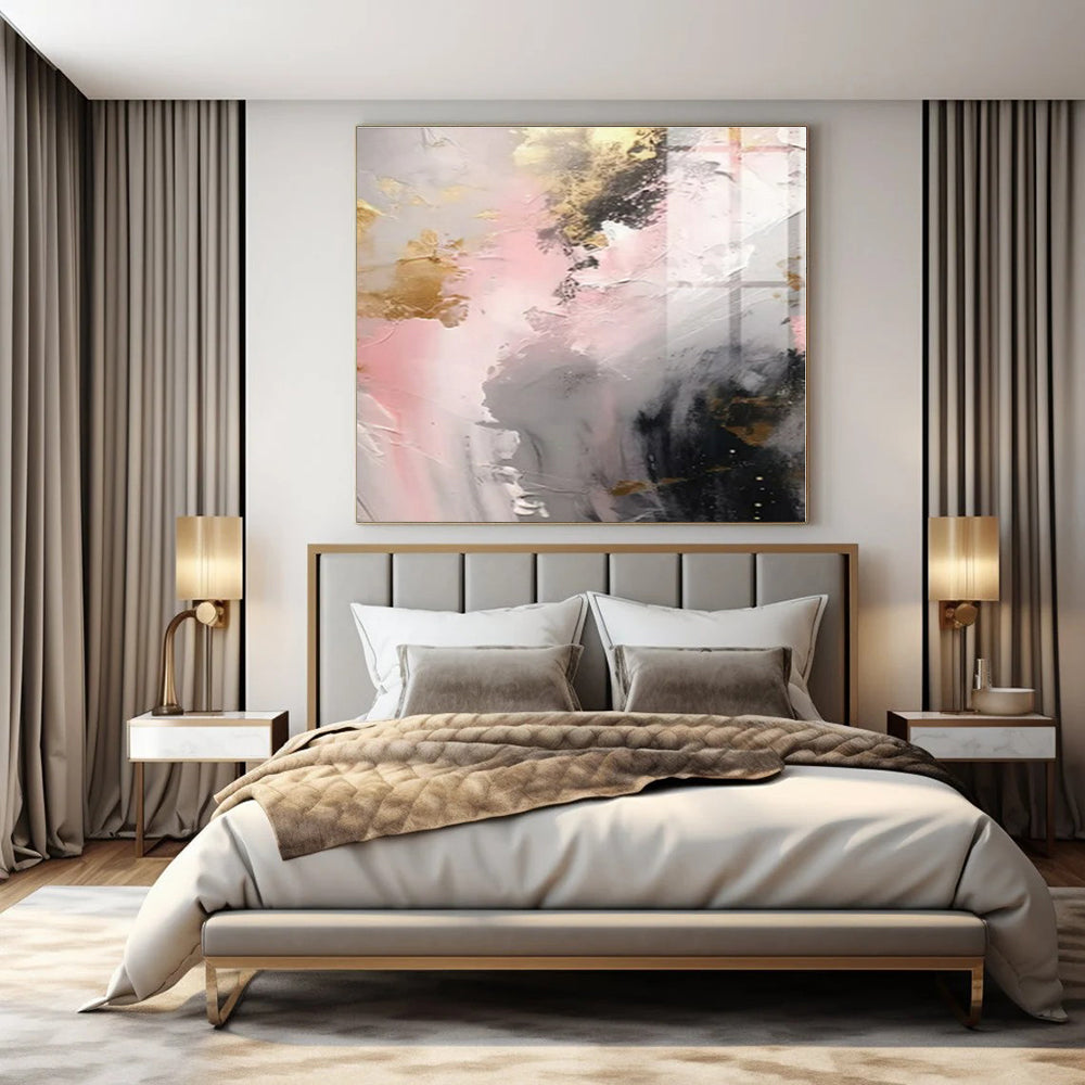 Blush & Gold Dreamscape - Abstract Impasto Acrylic CT1245