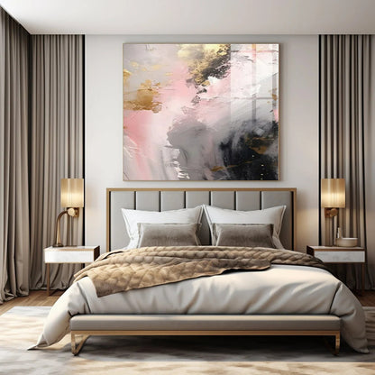 Blush & Gold Dreamscape - Abstract Impasto Acrylic CT1245