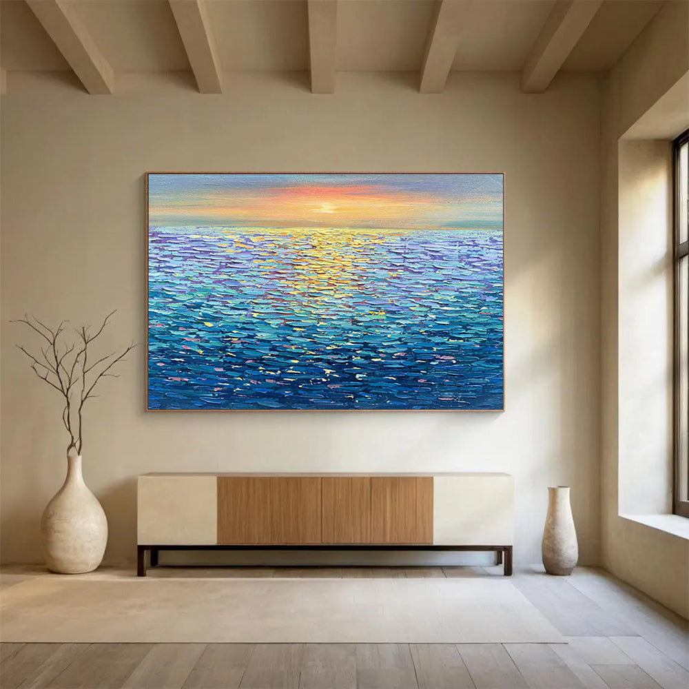 “Sunset Ocean View” - Realistic Seascape Painting On Canvas DKH855