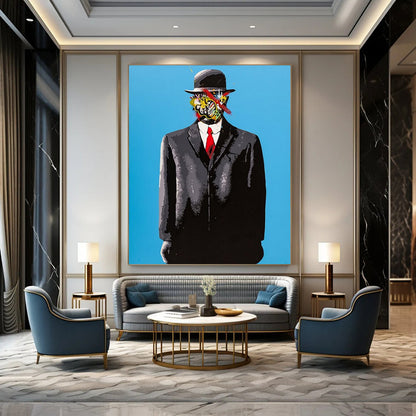 “Surreal Gentleman’s Mosaic” - Colorful Graffiti - Faced Gentleman Painting On Canvas CT2185