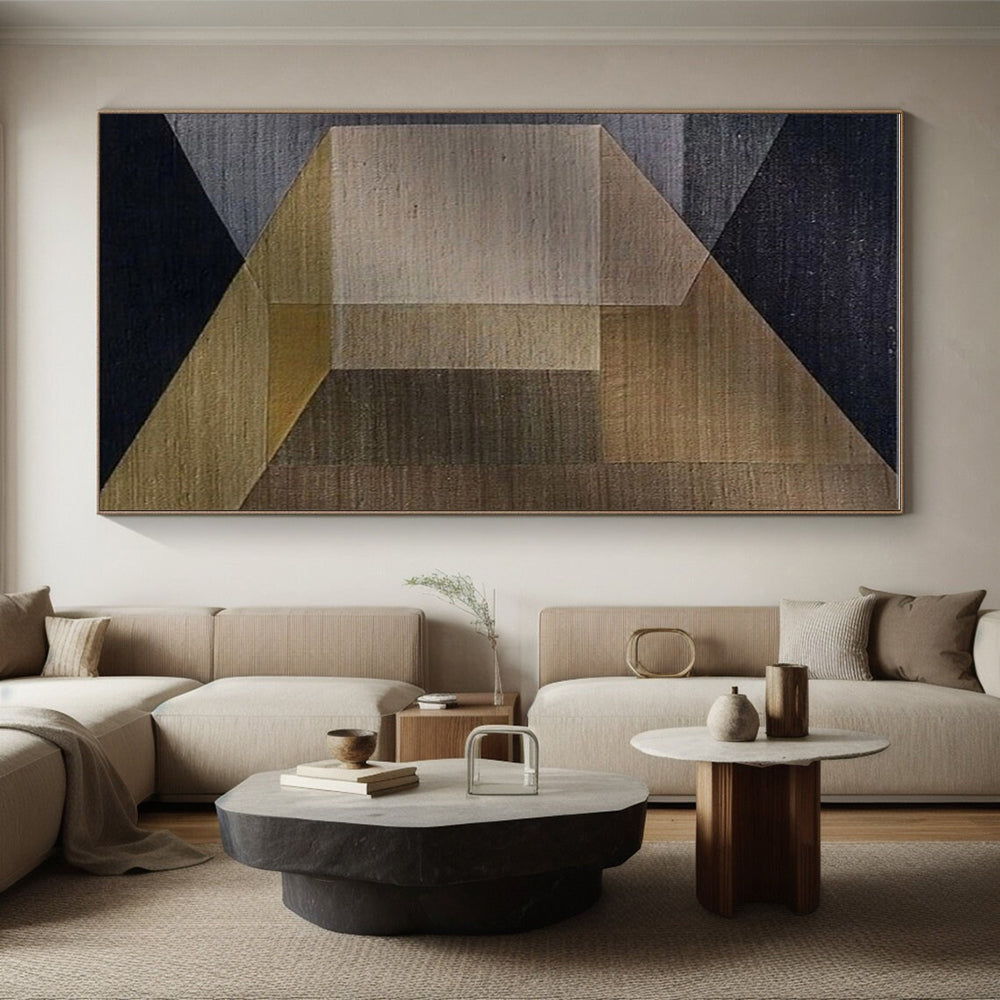 “Brown - Gray Geometric Collage”，Abstract Geometric Style CT0677