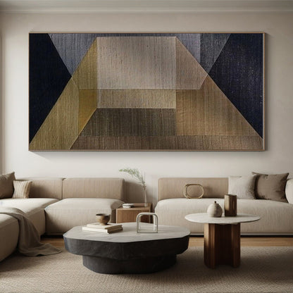 “Brown - Gray Geometric Collage”，Abstract Geometric Style CT0677
