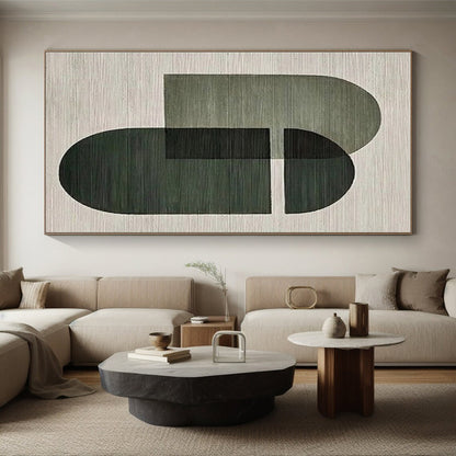 “Green Geometric Overlap”，Minimalist Abstract Style CT0674