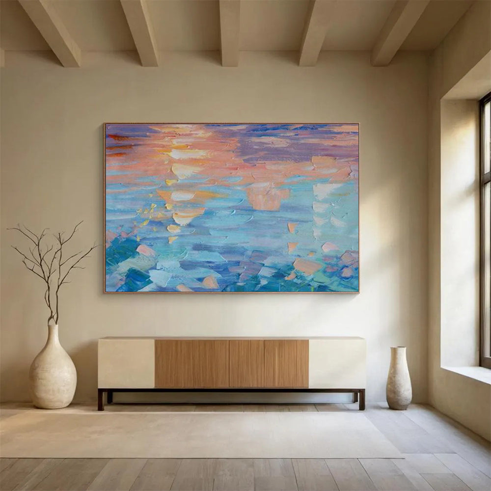Colorful Sunset Reflection On Water Painting On Canvas DKH662