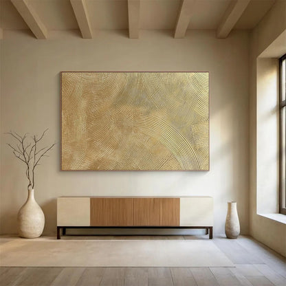 Textured Wave Layers in Teal, Gray, and Beige, Abstract Textural Landscape Painting On Canvas DKH580