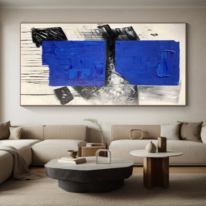 “Textured Blue Squares” Abstract Acrylic Art CT0330