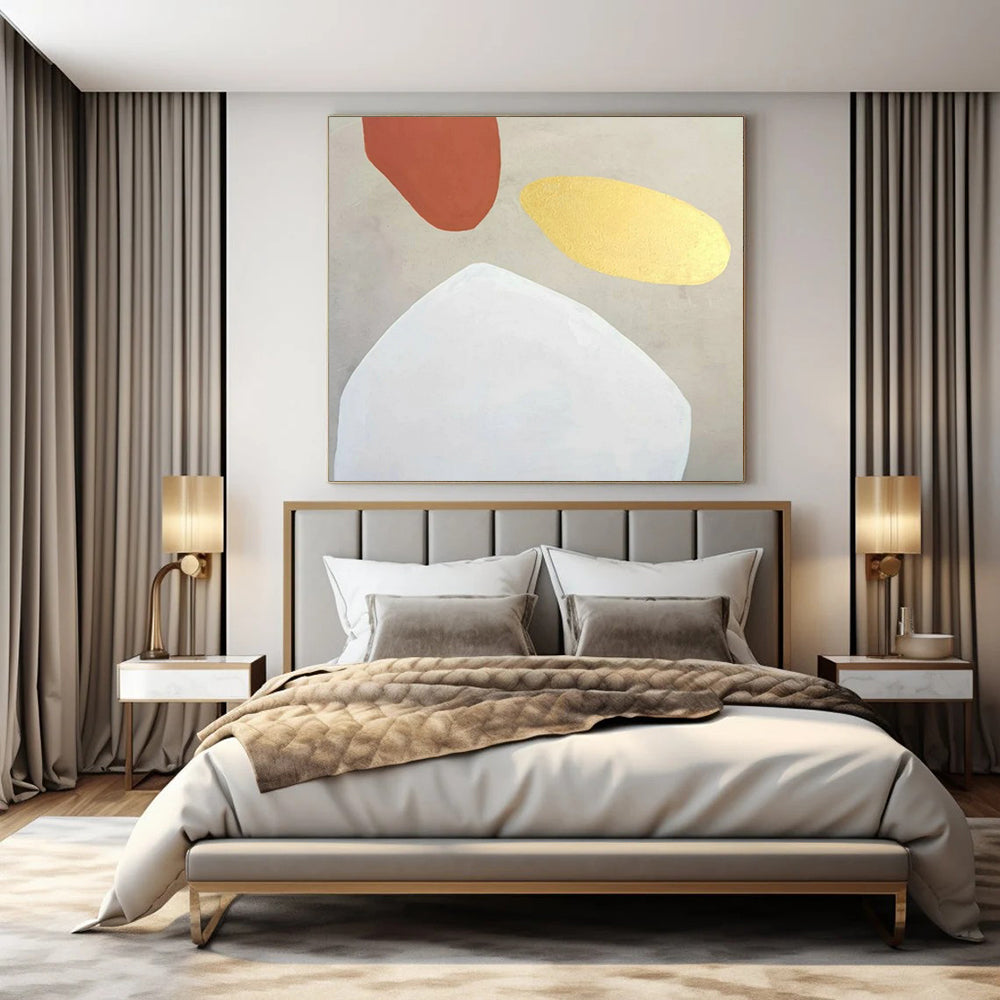 “Terracotta - Gold - White Organic Shapes” – Abstract Organic Shape Art CT0996