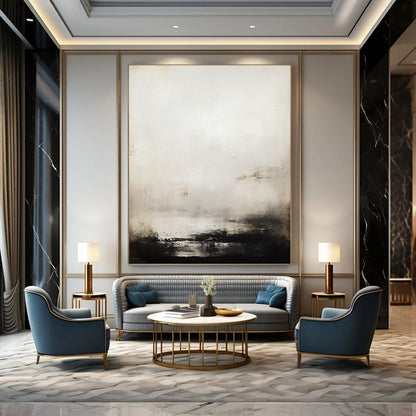 Monochromatic Gray and White Abstract - Abstract Painting On Canvas DKH1498