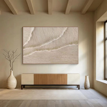 Textured Neutral Abstract “Subtle Textured Layers” Painting On Canvas DKH095