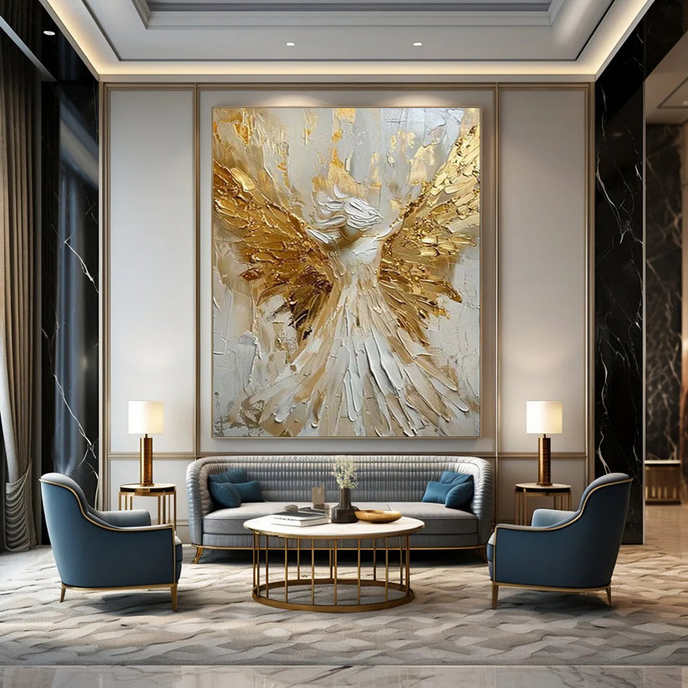 “Golden Angel: Textured Spiritual Art” - Impasto Mixed - Media on Canvas CT1908