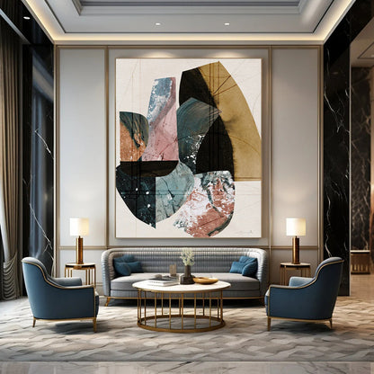 Geometric Collage of Earth Tones - Abstract Painting On Canvas CT2309