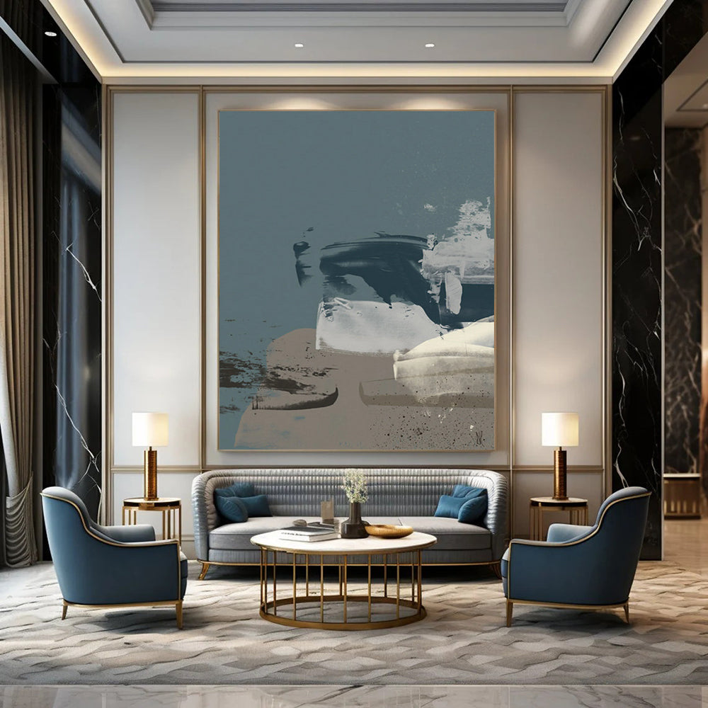 “Gray and Black Abstract Layers” - Gray, Black Abstract Painting On Canvas DTP242