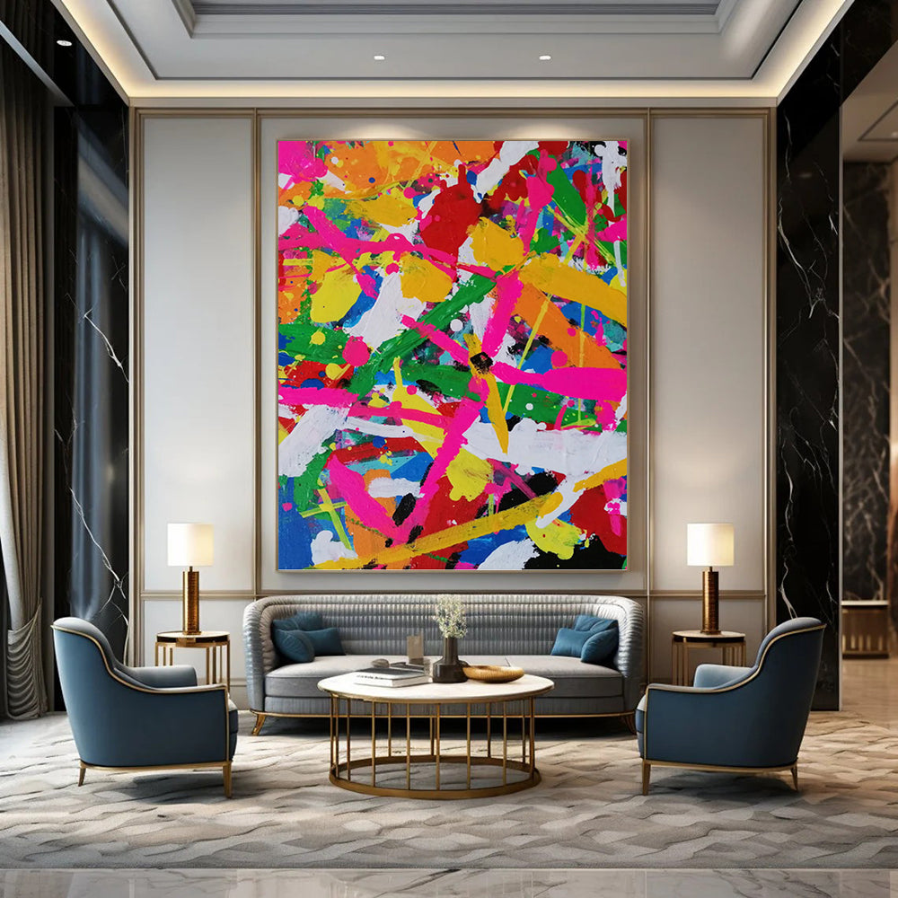 Color Explosion Splatter - Abstract Expressionist Painting On Canvas DKH1260