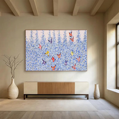Butterflies In Blue Field Painting On Canvas DKH659