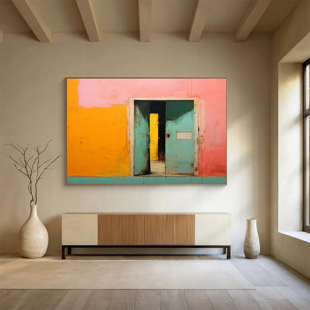 Colorful Doorway - Abstract Architectural Painting On Canvas DKH641