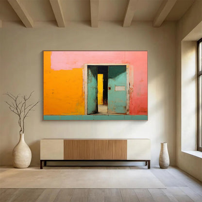 Colorful Doorway - Abstract Architectural Painting On Canvas DKH641