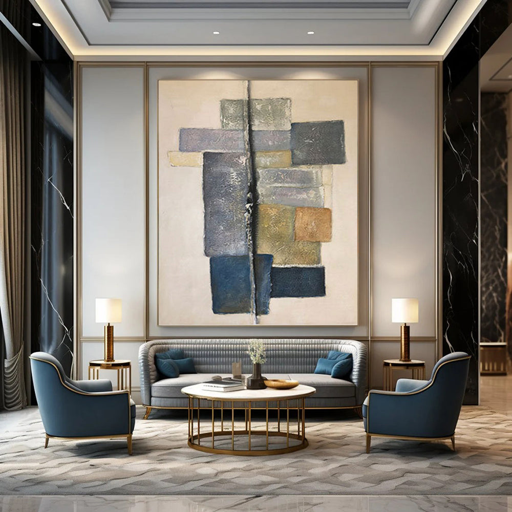 “Geometric Neutral Abstraction” - Subtle Abstract Geometric Painting DKH1041