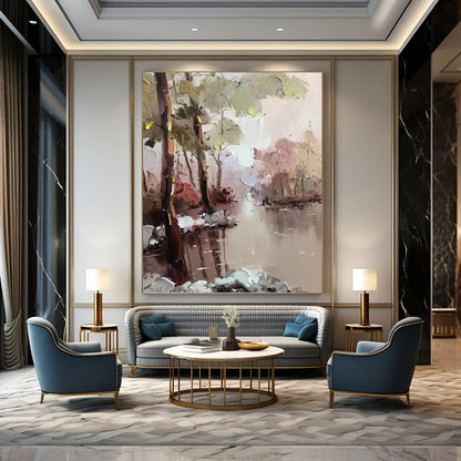 Pastel Forest River - Impressionistic Landscape Painting On Canvas DKH1296