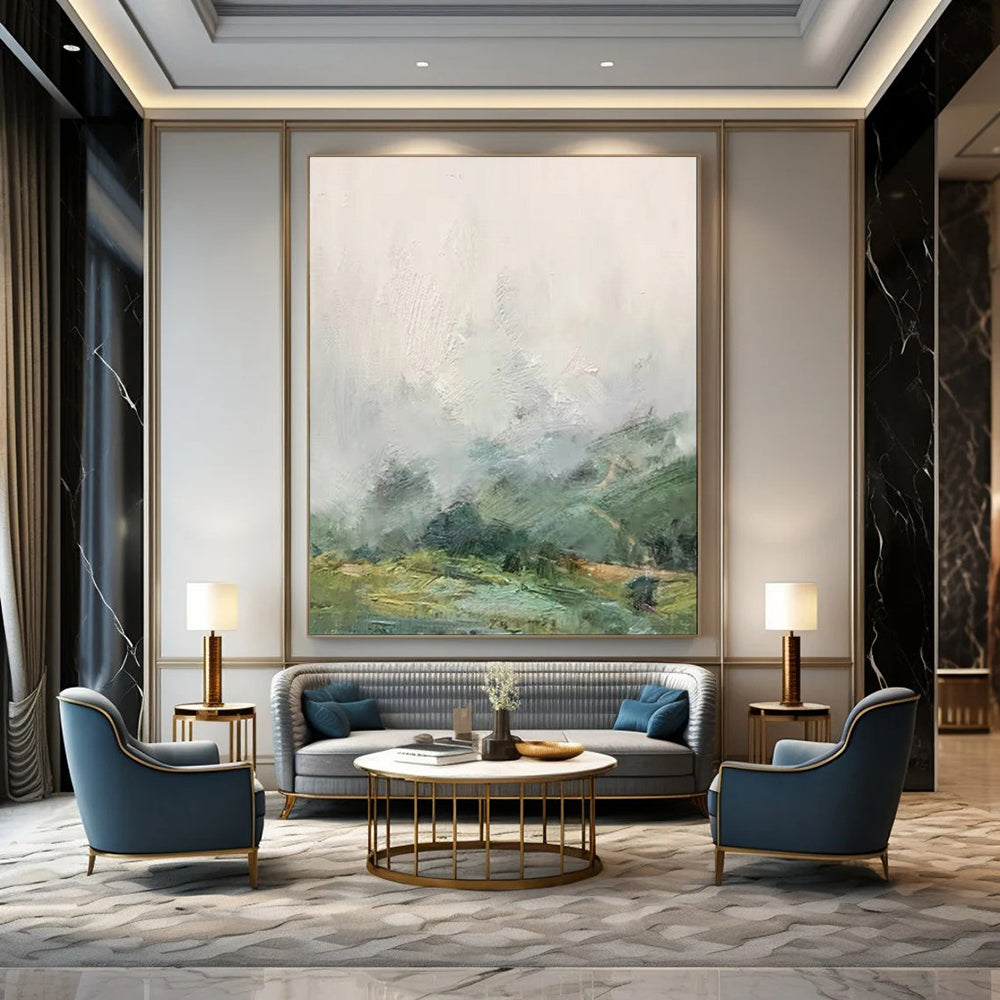 “Misty Mountain Hues” – Impressionistic Landscape Painting On Canvas CT2110