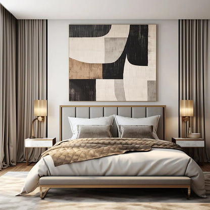 Neutral Geometric Shapes - Abstract Geometric Acrylic Painting CT1371