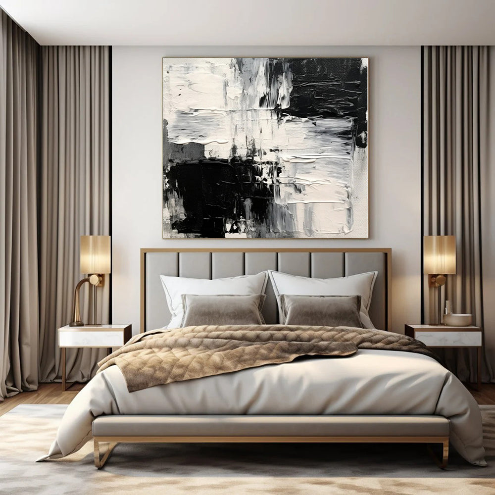 Monochrome Textured Chaos - Abstract Impasto Oil CT1248