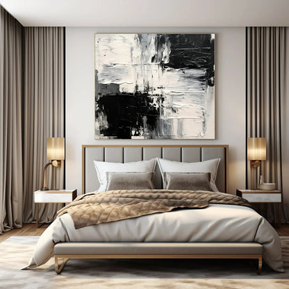 Monochrome Textured Chaos - Abstract Impasto Oil CT1248