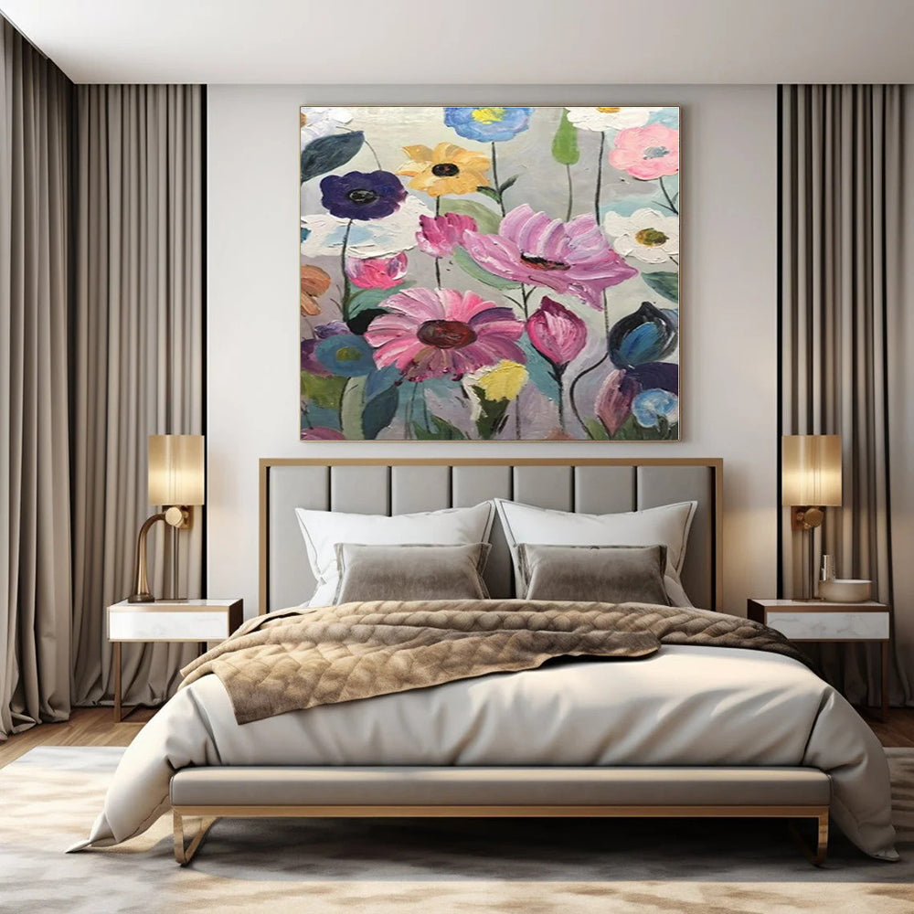 Colorful Impasto Flowers - Impasto Floral Oil On Canvas CT1306