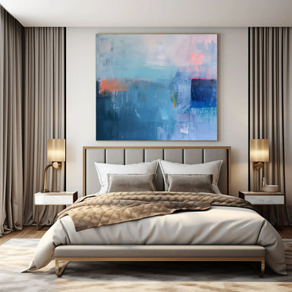 “Blue - Orange Abstract Drips” – Abstract Expressionist Painting CT1178