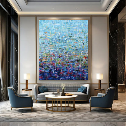 “Blue Abstract Pointillist - Style” - Abstract Painting On Canvas CT2349