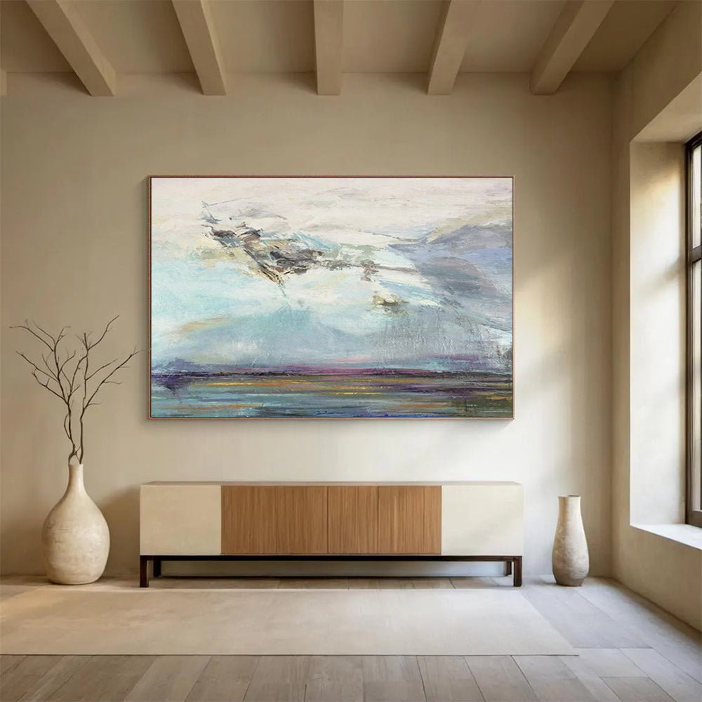 Ethereal Abstract Sky and Water Painting On Canvas DKH196